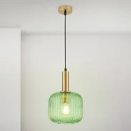 Lampy sufitowe - ORION Lampa wisząca Carneval, antyczny mosiądz/zielony, Ø 20 cm, szkło - miniaturka - grafika 1