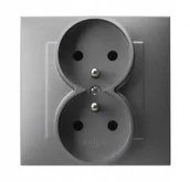 Gniazdka elektryczne - GNIAZDO PODWÓJNE Z UZIEMIENIEM KOMPLETNE RAMKA SZARY MAT OSPEL SZAFIR - miniaturka - grafika 1