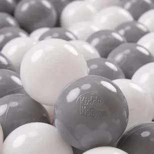 KiddyMoon, plastikowe piłeczki 7cm biały-szary 50 - Zabawki do kąpieli - miniaturka - grafika 1