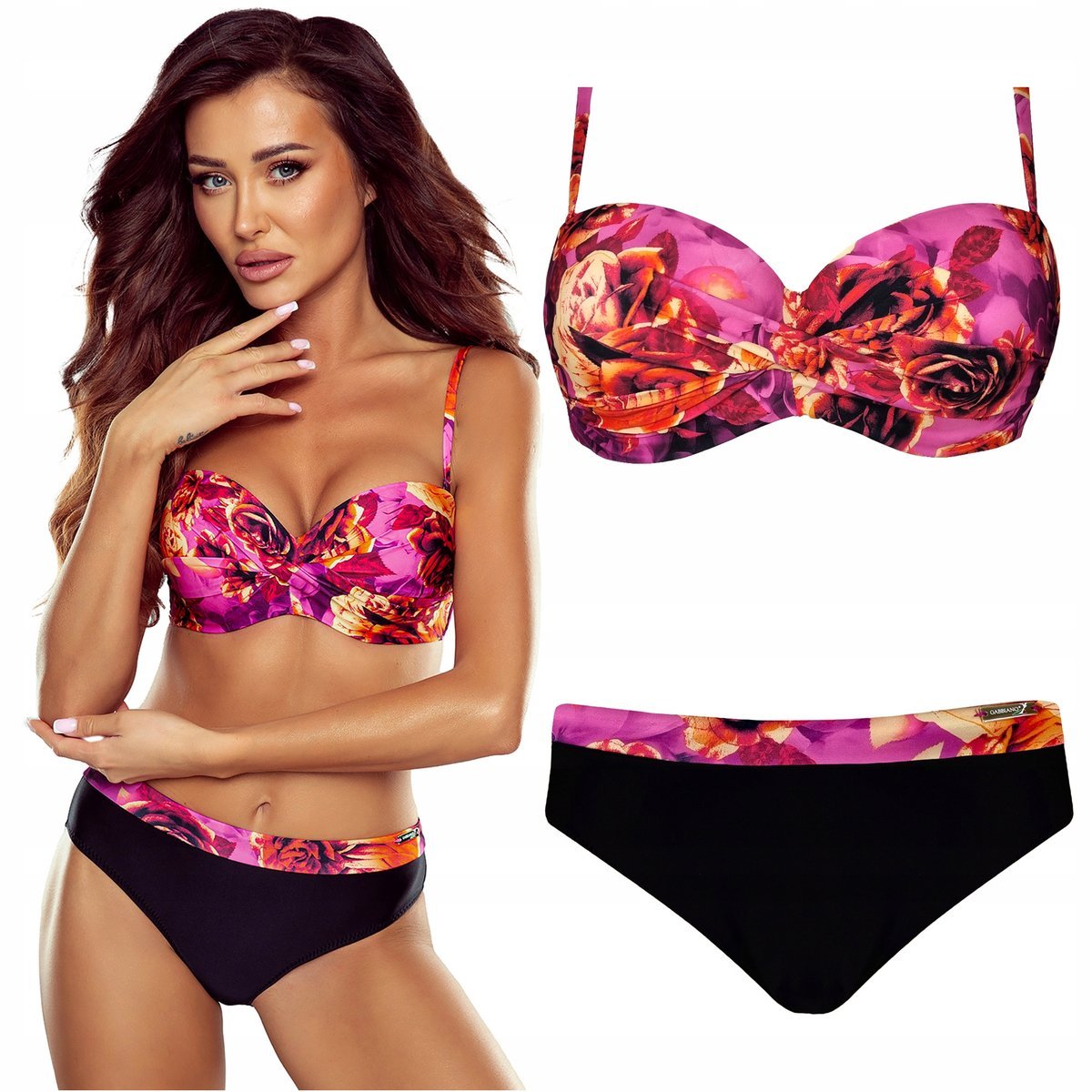 Strój kąpielowy dwuczęściowy push up GABBIANO Evita-DX 03/B 42C XL 85C