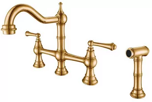 bateria kuchenna retro CHESTERA srebrny mat z wyciąganą wylewką - złoty - Baterie umywalkowe - miniaturka - grafika 1