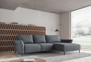 DOMO-HOME Narożnik z funkcją spania ILUSIO L - Nowoczesny narożnik z wysokim komfortem siedzenia 250x205cm Regulowane oparcie Wysokiej jakości materiały i stylowy design Kolor jasnoszary Lewy - Narożniki - miniaturka - grafika 1