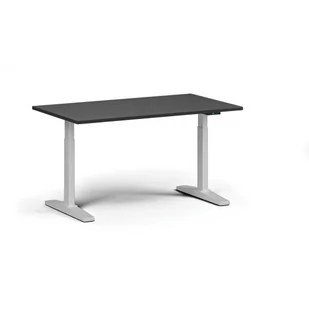 Stół z regulacją wysokości, elektryczny, 675-1325 mm, blat 1400x800 mm, podstawa biała, grafit - Stoły i stoliki do biura - miniaturka - grafika 1