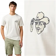 Koszulki męskie - Wrangler SMALL GRAPHIC TEE Vintage biała bawełniana koszulka t-shirt M - miniaturka - grafika 1
