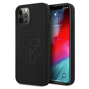 Karl Lagerfeld Silicone Ikonik Outline - Etui iPhone 12 / iPhone 12 Pro czarny - Etui i futerały do telefonów - miniaturka - grafika 1