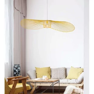 Kaja Duży żółty żyrandol KP-21 KAPELUSZ lampa wisząca z dużym ażurowym kloszem średnica 120 cm KP-21 ŻÓŁTY - Lampy sufitowe - miniaturka - grafika 1