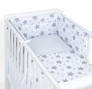 MAMO-TATO 3-el dwustronna pościel dla niemowląt 100x135 do łóżeczka 60x120 - Starmix szary / szary - Pościel dla dzieci - miniaturka - grafika 1