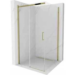 Mexen Omega kabina prysznicowa rozsuwana 100x100 cm, transparent, złota - Kabiny prysznicowe - miniaturka - grafika 1