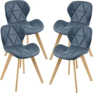Krzesła - Krzesło do jadalni Älmhult zestaw 4 krzeseł bukowych 81x57 cm imitacja skóry Krzesło do salonu Krzesło kuchenne Niebieski - miniaturka - grafika 1