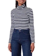 Koszulki i topy damskie - Tommy Hilfiger Topy damskie z dzianiny L/S, Klasyczne paski Desert Sky/Ecru, XS - miniaturka - grafika 1