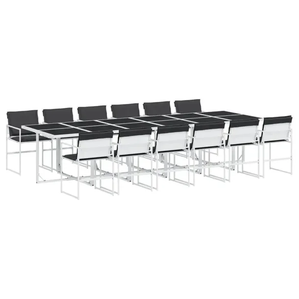 Zestaw mebli ogrodowych biały 330 x 107 x 72 cm, 12 krzeseł, poduszki ant