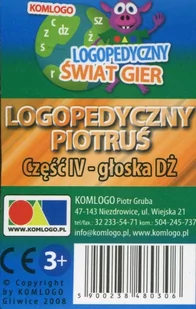 Komlogo Komlogo, karty Logopedyczny Piotruś Część IV: głoska DŻ - Gry karciane - miniaturka - grafika 1