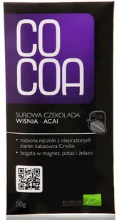 Cocoa surowa czekolada wiśnia - acai 50g - 5902768064018 - Czekolada - miniaturka - grafika 1
