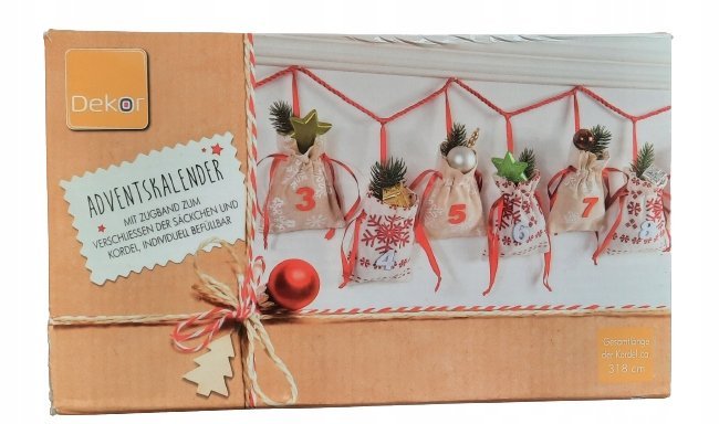 Kalendarz adwentowy wiszący 24 woreczki wada