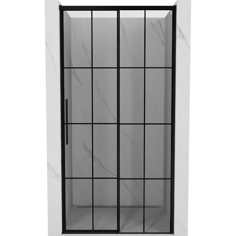 Mexen Rox drzwi prysznicowe rozsuwane prawe 125 cm, czarna kratka, czarne - 8C2-125-000-70-77-P
