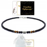 Naszyjniki męskie - Naszyjnik Męski Tygrysie Oko Z Kamieni Damski Koraliki Stal Szlachetna 316L - miniaturka - grafika 1