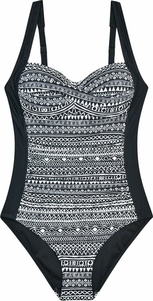 Elegancki damski kostium kąpielowy push-up w stylu vintage z uwodzicielskimi falbankami EU44