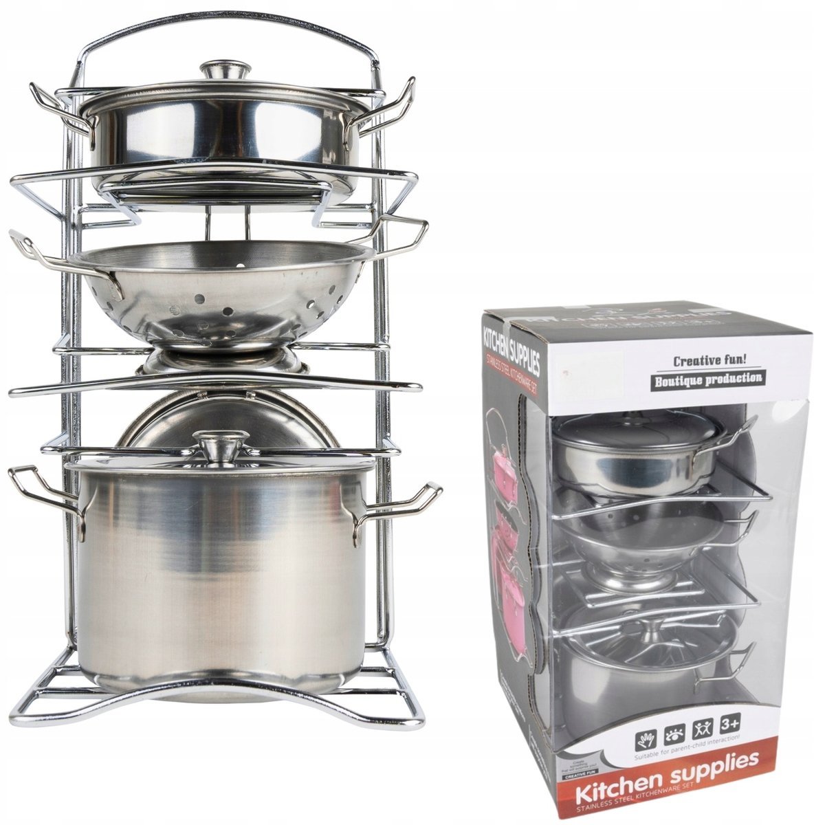 Garnki Sitko Patelnia Stal Nierdzewna Kuchnia dla Dzieci na Stojaku