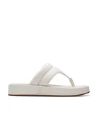 Klapki i japonki damskie - Clarks Skórzane japonki "Alda Walk" w kolorze kremowym - miniaturka - grafika 1