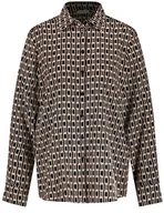 Bluzki damskie - Gerry Weber Damska bluzka koszulowa z łańcuszkiem z długim rękawem, z mankietami, bluzka z długim rękawem, wzór, czarny/ecru/biały nadruk, 36 - miniaturka - grafika 1