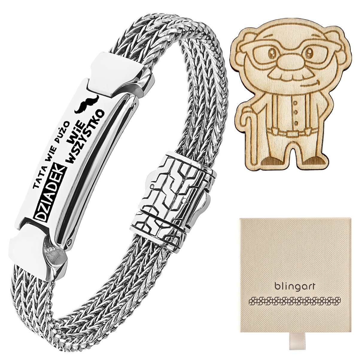 Bransoletka męska stalowa o oryginalnym splocie