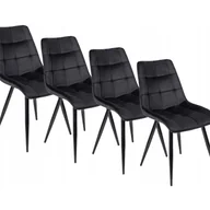 Krzesła - Zestaw 4 Krzeseł Tapicerowanych Welurowych Komplet Do Jadalni Czarne RIO - miniaturka - grafika 1