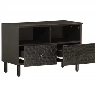 vidaXL Szafka pod TV czarna 70x33x46 cm lite drewno mango - Szafki RTV - miniaturka - grafika 1