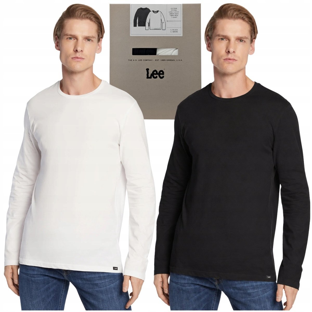 Lee Twin Pack Crew LS dwupak longsleeve dopasowana bawełniana koszulka L