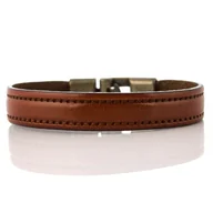 Bransolety męskie - Bransoletka skórzana camelowa EM T13 - EM Men's Accessories - miniaturka - grafika 1