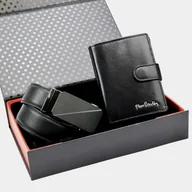 Paski - Pierre Cardin skórzany męski zestaw na prezent portfel i pasek do spodni - miniaturka - grafika 1