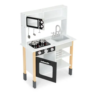 Drewniana kuchnia dla dzieci piekarnik palniki mikrofala akcesoria ECOTOYS - Zabawy w naśladowanie dorosłych - miniaturka - grafika 1