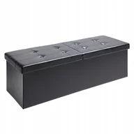 Pufy i podnóżki - Pufa ze schowkiem siedzisko puf tapicerowana składana otwierana duża czarny - miniaturka - grafika 1