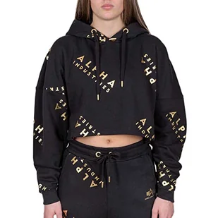 ALPHA INDUSTRIES Ai Hoody Cos Folia AOP Wmn Koszulka damska, Czarny/Żółty Złoty, S - Koszulki i topy damskie - miniaturka - grafika 1