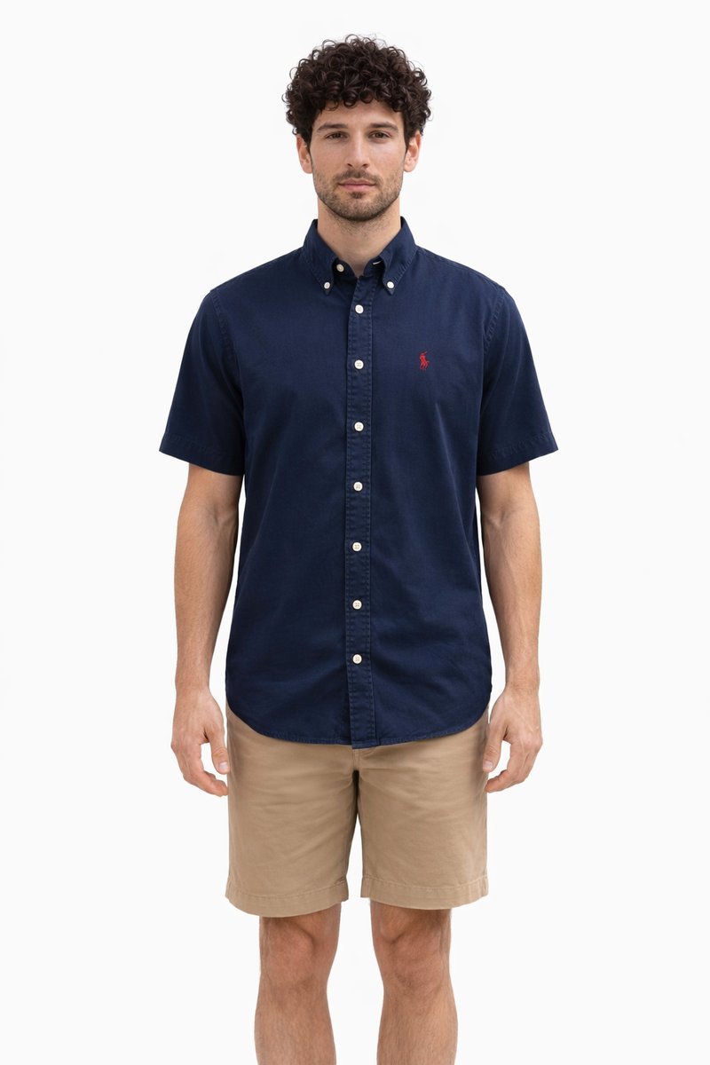 RALPH LAUREN GRANATOWA KOSZULA CASUAL Z KRÓTKIM RĘKAWEM M 1I4A
