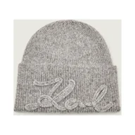 Czapki damskie - Karl Lagerfeld Czapka k/signature z dodatkiem wełny - miniaturka - grafika 1