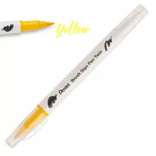 Pisak PENTEL Brush Sign Pen Twin SESW30 żółty - Kredki, ołówki, pastele i pisaki - miniaturka - grafika 1