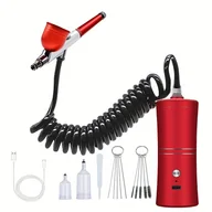 Pozostałe akcesoria kosmetyczne - TEMU Zestaw aerografu z kompresorem, automatyczny ręczny aerograf z przedłużką, dysza 0.3mm, przenośny aerograf na baterie, odpowiedni do malowania, - miniaturka - grafika 1