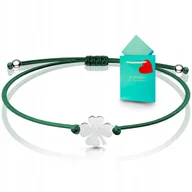 Bransoletki - Bransoletka na szczęście koniczynka na sznurku sznurkowa celebrytka 925 - miniaturka - grafika 1