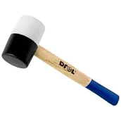 Młotki - Młotek gumowy 450 g guma czarno-biała trzonek drewniany Drel - miniaturka - grafika 1