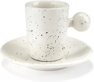 Filiżanki - Filiżanka Z Talerzykiem Z Kamionki Burtan Home Czarno Biała Idealny Do Kawy 110 Ml - miniaturka - grafika 1