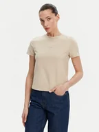 Koszulki i topy damskie - Calvin Klein Jeans T-Shirt Placed Institutional J20J225524 Beżowy Slim Fit - miniaturka - grafika 1