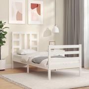Łóżka - Rama łóżka z wezgłowiem, biała, lite drewno Lumarko! - miniaturka - grafika 1