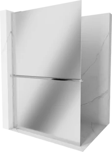 Mexen Kioto+ L ścianka prysznicowa z półką Walk-in 80 x 200 cm, lustro, chrom - 800-080-123-01-50 - Ścianki i drzwi prysznicowe - miniaturka - grafika 1