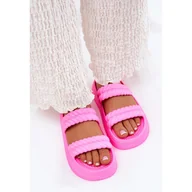 Klapki i japonki damskie - Piankowe Lekkie Klapki Damskie Na Platformie S.Barski ZK51-001 Fuksja różowe - miniaturka - grafika 1