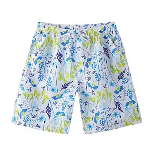 Spodenki damskie - Little Hand Szorty kąpielowe męskie krótkie letnie hawajskie szorty plażowe szybkoschnące szorty do pływania szorty regulowane sznurek modne spodnie na co dzień, Hawaii-2, L - grafika 1