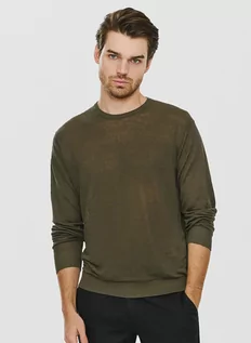 Swetry męskie - Zielony lniany sweter - grafika 1