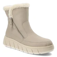 Botki damskie - Beżowe Botki Rieker Stylowe Ocieplane Obuwie Damskie - miniaturka - grafika 1