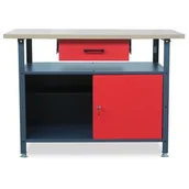 Szafy biurowe - JAN NOWAK model ERIC stół warsztatowy: antracytowo-czerwony - miniaturka - grafika 1