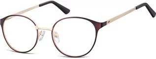 Okulary korekcyjne, oprawki, szkła - Sunoptic Oprawki okularowe kocie oczy damskie stalowe 941B brązowo-złote - grafika 1
