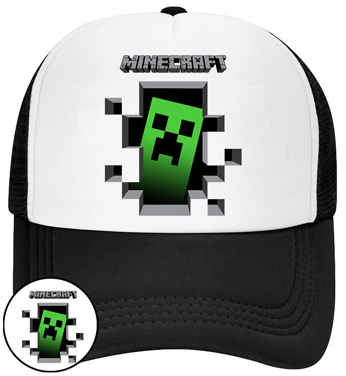CZAPKA Z DASZKIEM MINECRAFT DLA DZIECI NA LATO CZARNA BEJSBOLÓWKA